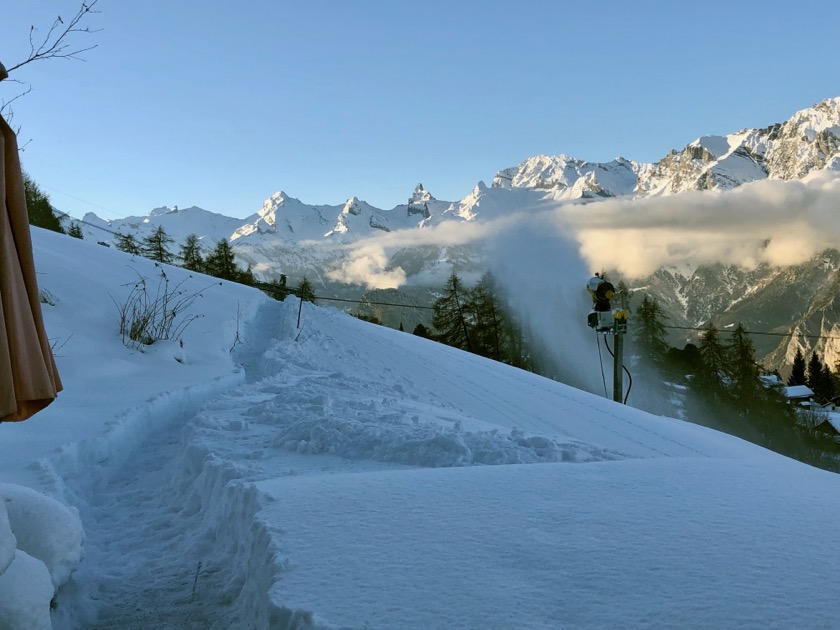 Jardin vers l apiste de ski