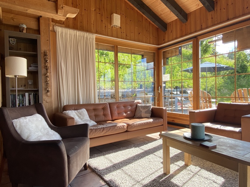 Seating area with sliding door opening to terrace